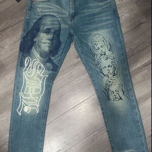 Blue Graphic Men's Jeans